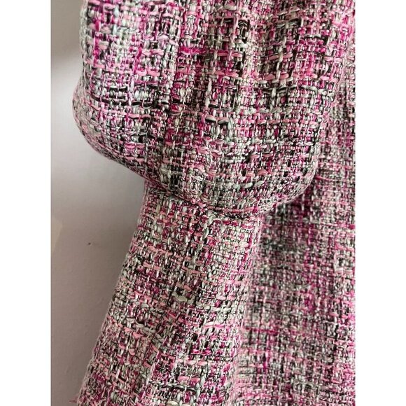 INC Tweed Blazer XL Pink Old Money Preppy Luxury Y2K Lined Fringe Ruffle Career - Picture 10 of 14